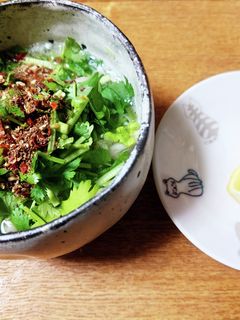 パクチーたっぷりシビ辛餃子レモンスープ♪-レシピのメイン写真