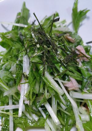 【調味料1つだけ】水菜とツナのサラダ-レシピのメイン写真
