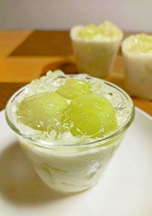 ★ヨーグルトで＊贅沢メロンゼリー＊♪-レシピのメイン写真