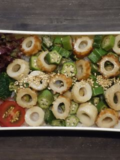 ちくわとオクラのめんつゆ和え丼弁当-レシピのメイン写真
