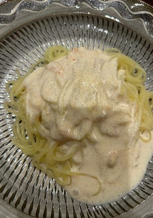 糖質ゼロ麺の冷製クリームパスタ風2-レシピのメイン写真