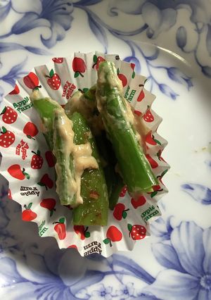 スナップエンドウ シーマヨ合え 簡単弁当-レシピのメイン写真