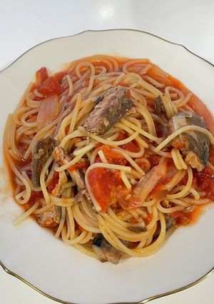 ホットクック★サバのトマトソースパスタ-レシピのメイン写真