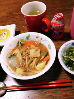 夏☆冷蔵庫の味噌汁の余りに納豆onの冷汁-レシピのメイン写真