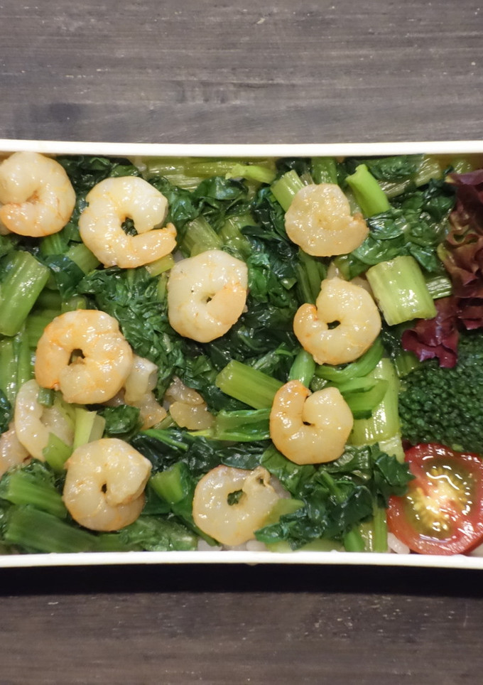えびと小松菜のオイスターソース和え丼弁当-レシピのメイン写真