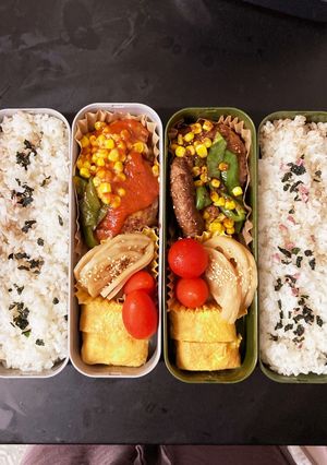 男子高校生弁当 記録16 冷凍ハンバーグ-レシピのメイン写真
