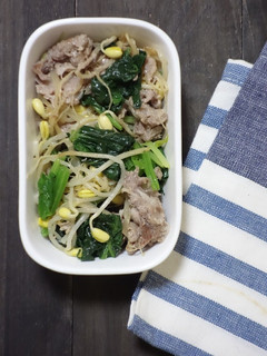 豚肉とほうれん草と豆もやしのめんつゆ和え-レシピのメイン写真