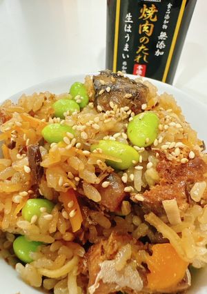 焼肉の生だれで簡単サバ缶炊き込みご飯-レシピのメイン写真