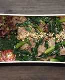 ニラと豚肉のめんつゆ和え丼弁当