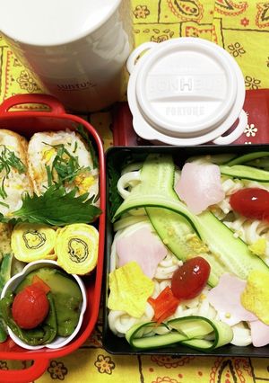 7/5ﾖｯﾁｬﾝ 冷うどん稲荷寿司お弁当-レシピのメイン写真