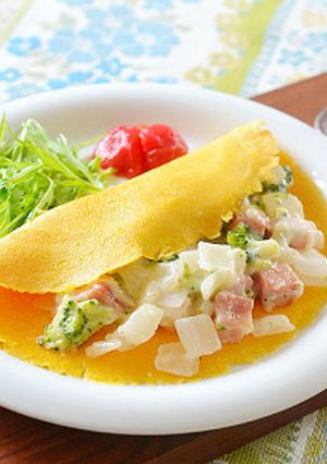 玉ねぎとベーコンのクリーム煮のバインセオ-レシピのメイン写真