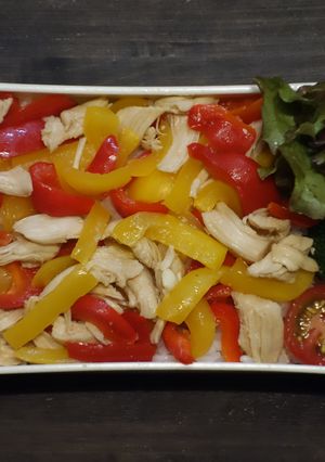 ささみとパプリカのめんつゆ和え丼弁当-レシピのメイン写真