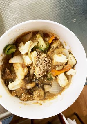 肉無豆腐簡単レモン梅味噌照り味野菜炒め-レシピのメイン写真