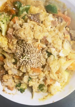 お一人様野菜たっぷり梅レモン味洋風炒飯-レシピのメイン写真