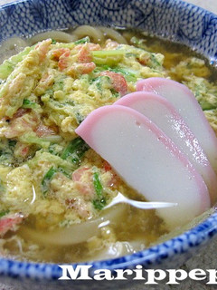 水菜と小海老のかき玉うどん-レシピのメイン写真