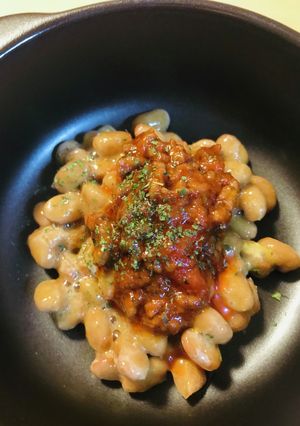 毎日の納豆●ミートソース＆納豆-レシピのメイン写真