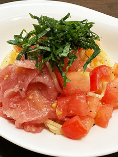 生ハムとトマトの【和風冷製パスタ】-レシピのメイン写真