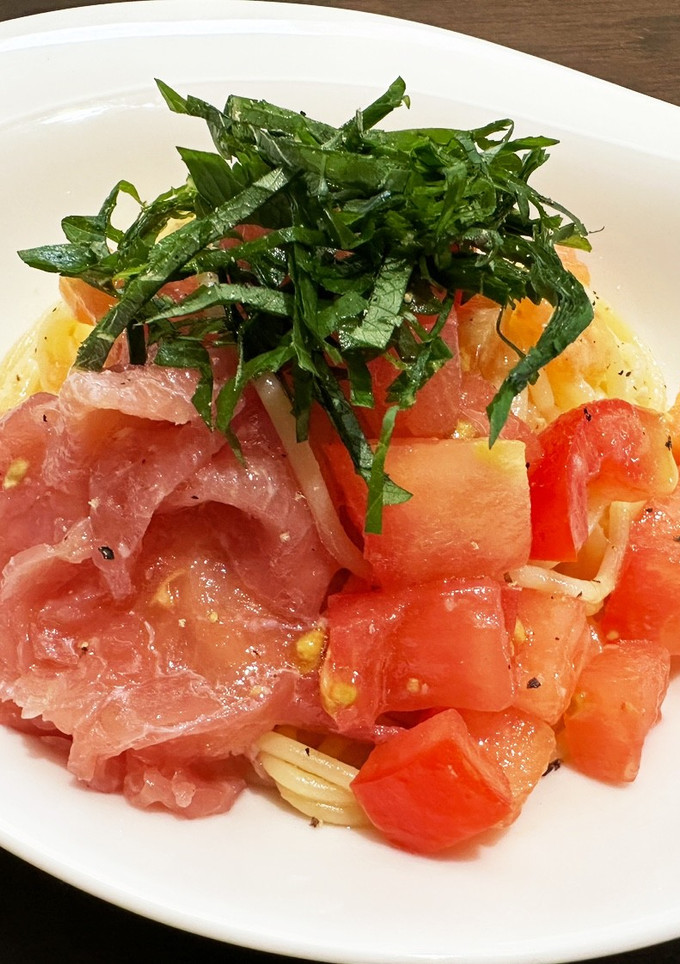 生ハムとトマトの【和風冷製パスタ】-レシピのメイン写真