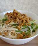 冷やし担々麺風そうめん　水菜入