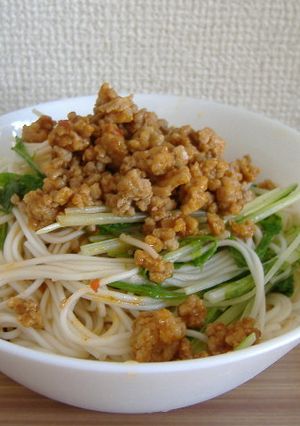 冷やし担々麺風そうめん　水菜入-レシピのメイン写真