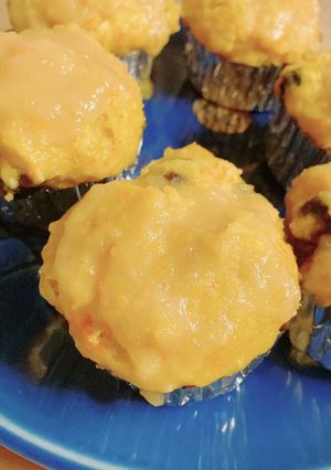#にんじん蒸しパンレモンフロスト黒豆入り-レシピのメイン写真
