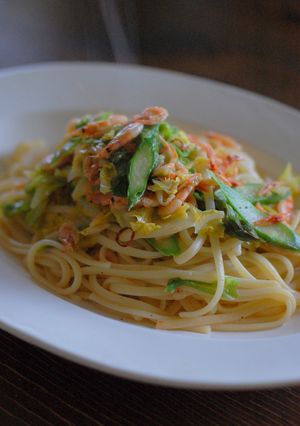 桜海老とキャベツの春色パスタ-レシピのメイン写真