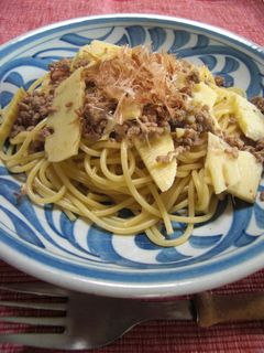 あっさりうまい~ひき肉と筍の和風パスタ-レシピのメイン写真