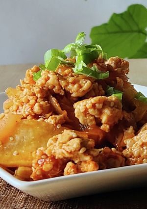 韓国風甘辛そぼろ丼大根☆レンジ☆ひき肉-レシピのメイン写真