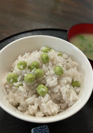 紫さやえんどうの豆ごはん♪-レシピのメイン写真