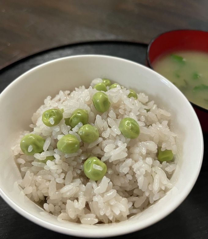 紫さやえんどうの豆ごはん♪-レシピのメイン写真
