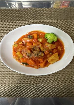 夏野菜カレー風味トマト煮込み-レシピのメイン写真