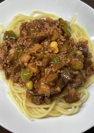 ナスとピーマンのミートパスタ-レシピのメイン写真