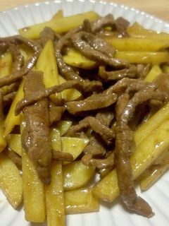【時短】牛肉とじゃがいもの細切り炒め*-レシピのメイン写真