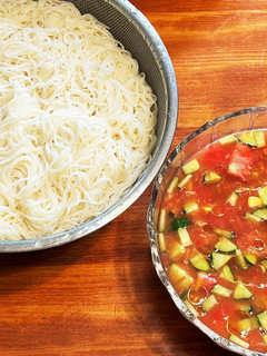 冷製トマトスープの素麺-レシピのメイン写真