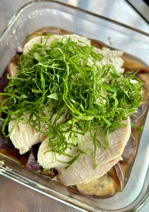 茄子と胸肉の甘酢漬け（火ﾅｼ）-レシピのメイン写真