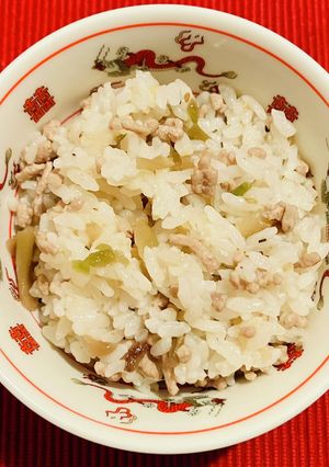 ザーサイと豚ひき肉の炊き込みごはん-レシピのメイン写真