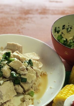 ゆで鶏胸肉のネギニラポン酢しょうゆ-レシピのメイン写真