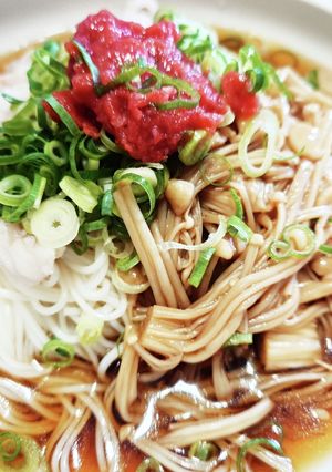 ★夏バテ解消★梅ニンニクとえのきの素麺★-レシピのメイン写真