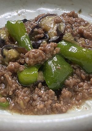 ひき肉　茄子　ピーマンのレンチンそぼろ煮-レシピのメイン写真
