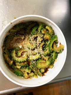 全てレンジ食べきり量中華風ゴーヤごま和え-レシピのメイン写真