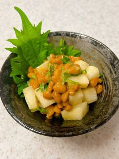 大根のぬか漬けと納豆と大葉の和え物-レシピのメイン写真