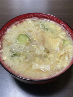 キュウリ・もやしの卵とじ味噌汁-レシピのメイン写真