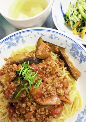 ☆ボロネーゼ？☆なすひき肉トマトのパスタ-レシピのメイン写真