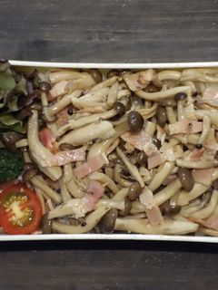 ベーコンとしめじの大蒜甘酢醤油和え丼弁当-レシピのメイン写真