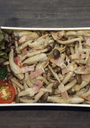 ベーコンとしめじの大蒜甘酢醤油和え丼弁当-レシピのメイン写真