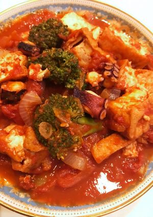ブロッコリー新玉厚揚げタコのトマト 煮-レシピのメイン写真