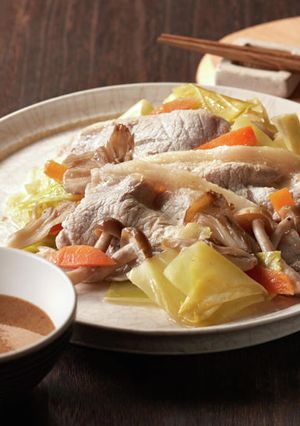 野菜と豚肉の酒蒸し胡麻ポン酢-レシピのメイン写真