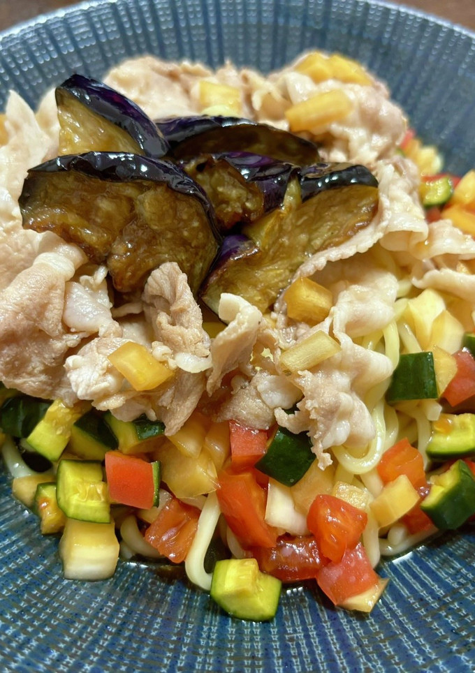 揚げナスと豚しゃぶの冷やし中華-レシピのメイン写真