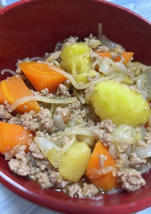 旨みたっぷり♪圧力鍋でひき肉じゃが-レシピのメイン写真