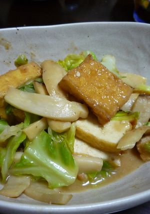 厚揚げと春キャベツの味噌バター炒め-レシピのメイン写真